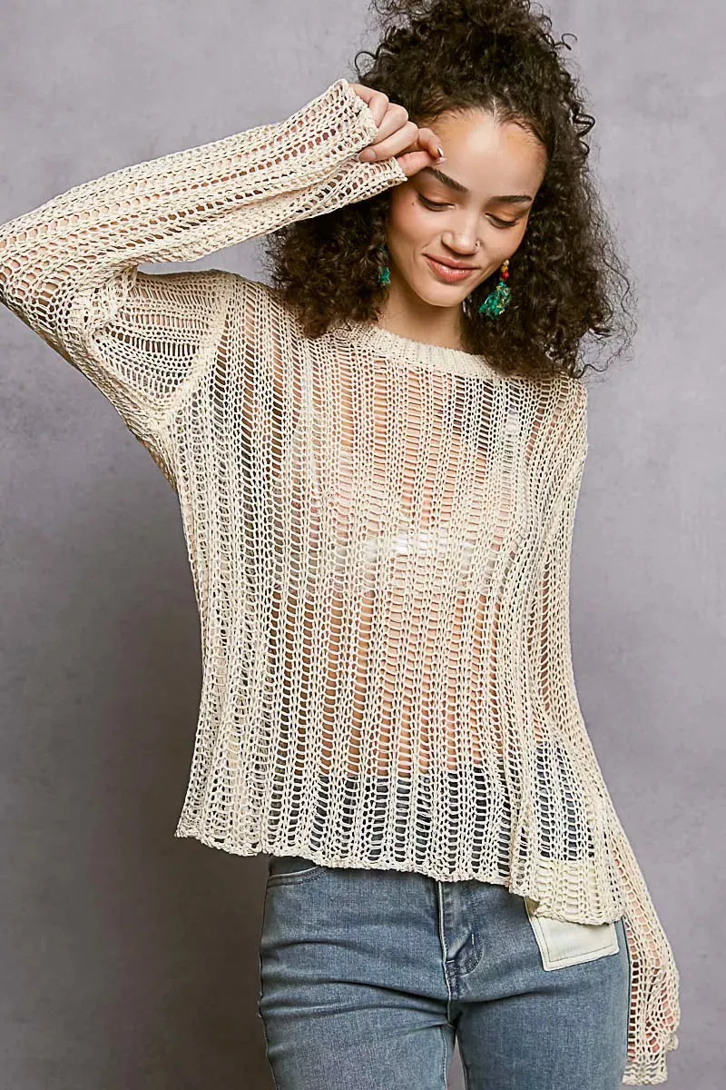 POL Openwork Round Neck Knit Cover Up sold by Charming Charlie product image thumbnail 3