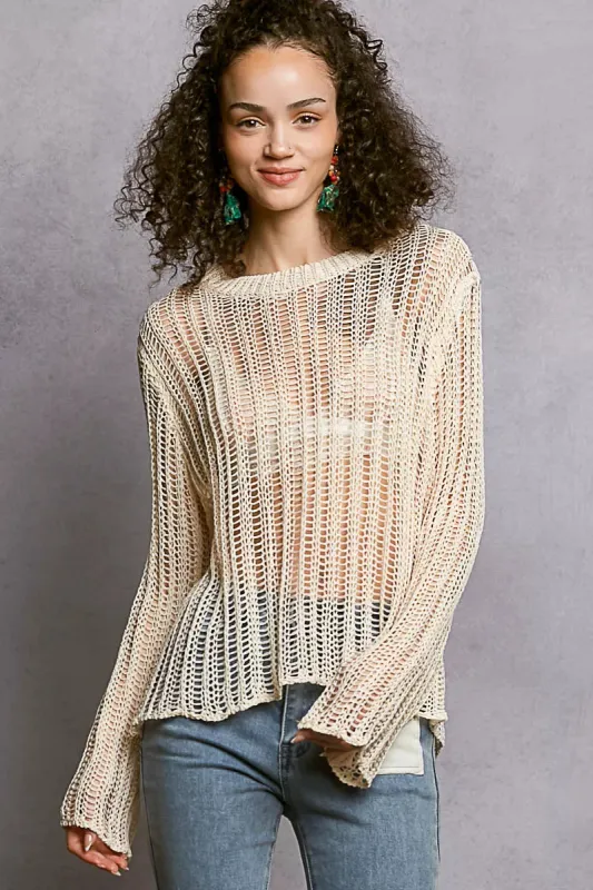 POL Openwork Round Neck Knit Cover Up sold by Charming Charlie