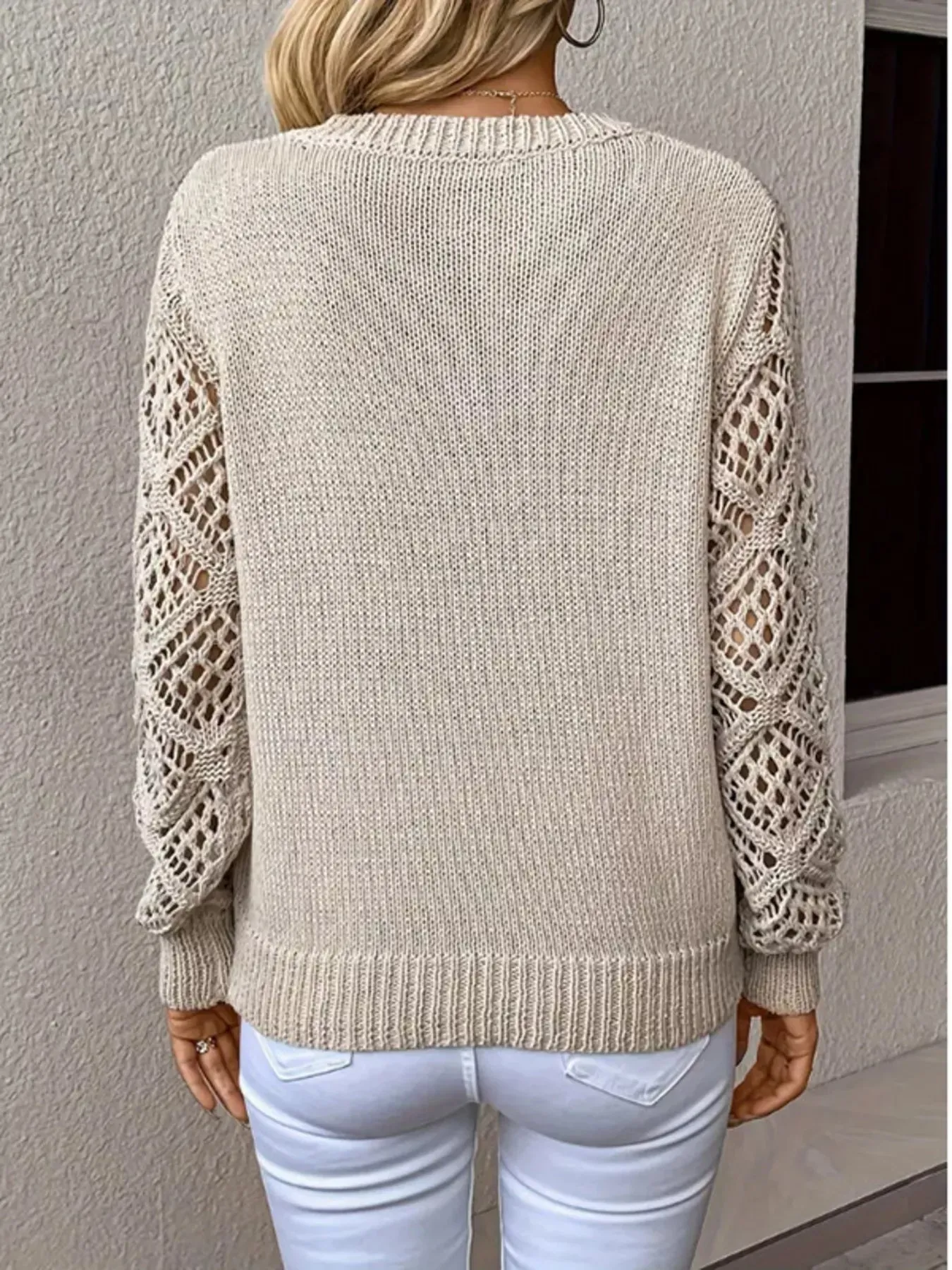 V-Neck Hollow-Out Sleeve Knit Sweater sold by Charming Charlie product image thumbnail 3