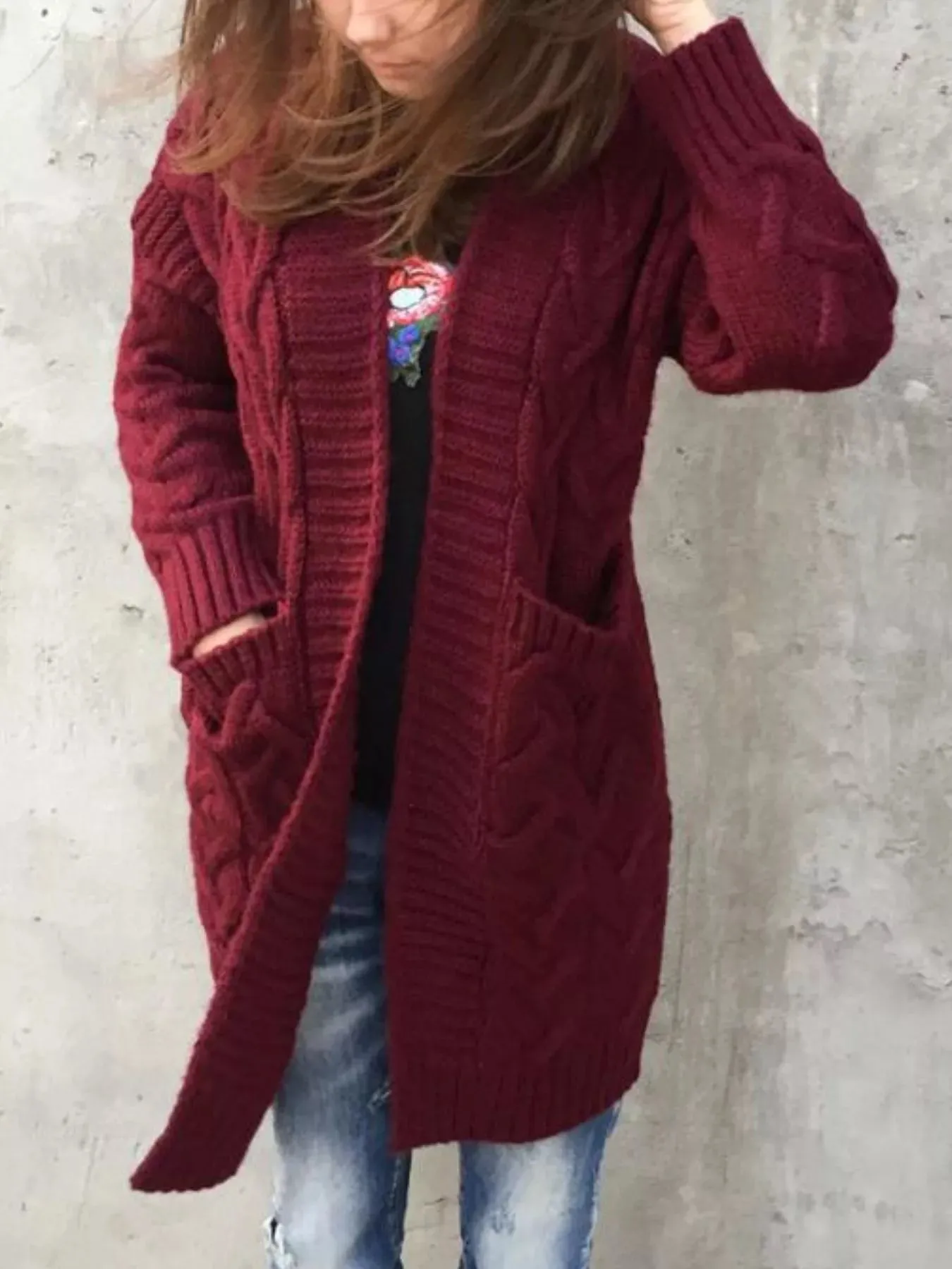 Full Size Chunky Knit Open Front Cardigan Plus Size sold by Charming Charlie product image thumbnail 3
