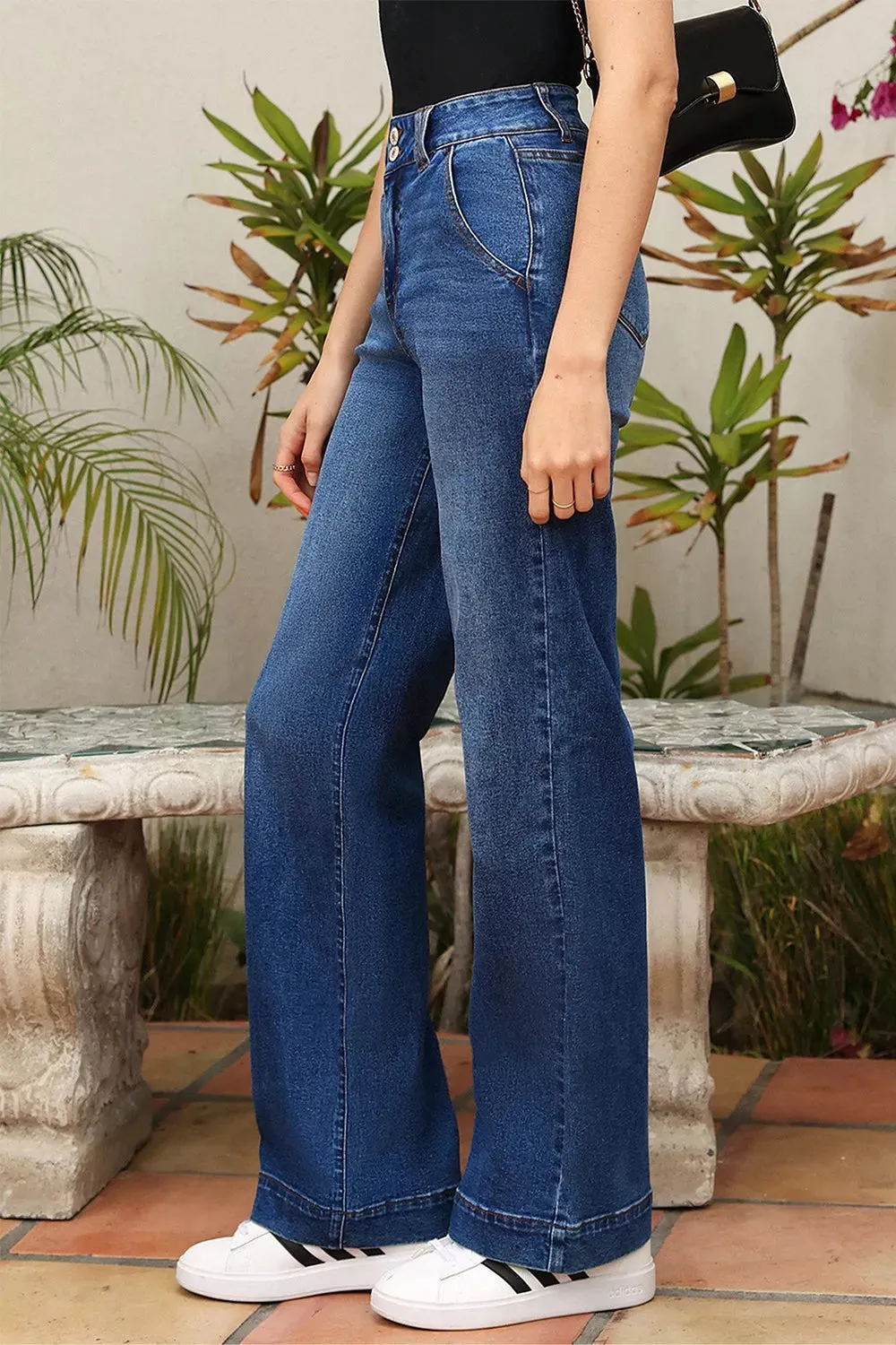 Double Button Zip Fly Straight Leg Jeans sold by Charming Charlie product image thumbnail 3