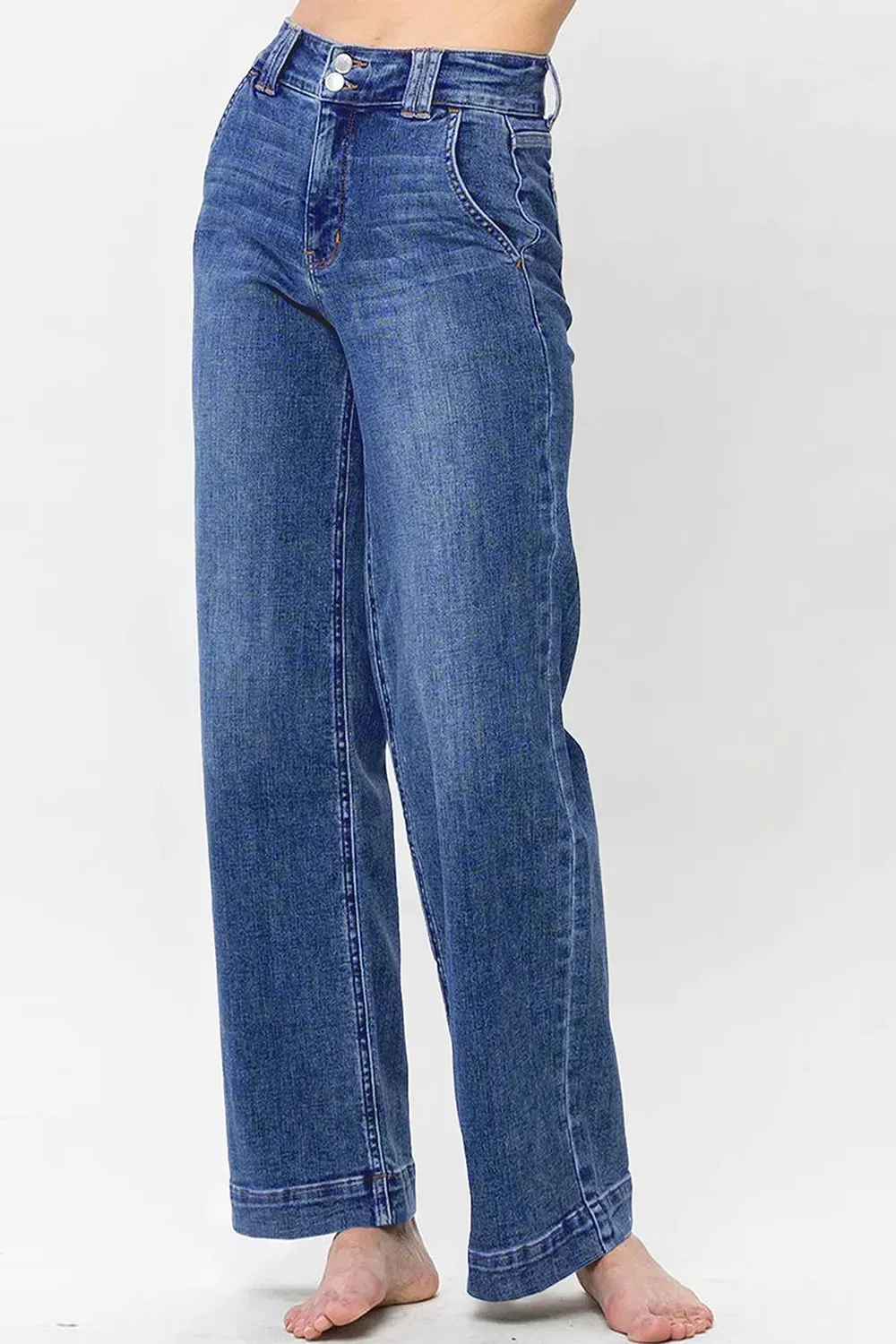 Double Button Zip Fly Straight Leg Jeans sold by Charming Charlie product image thumbnail 5