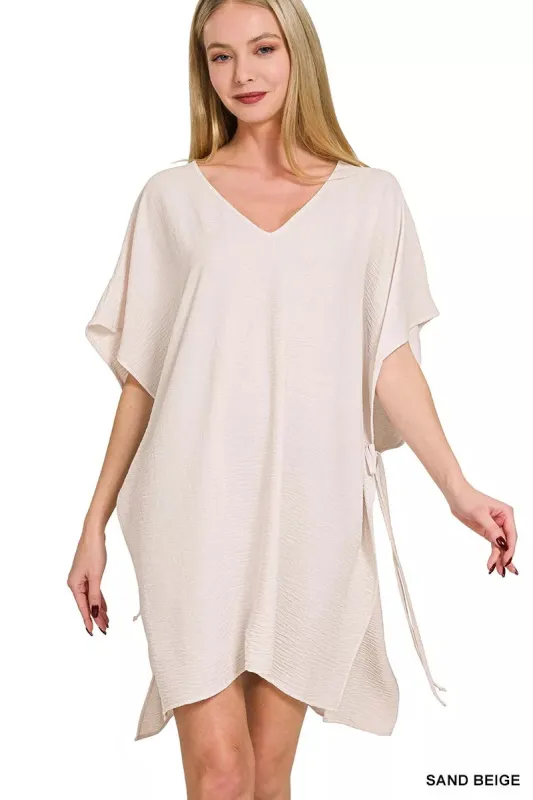 Zenana Woven Airflow Tie Side Cover Up made by Trendsi
