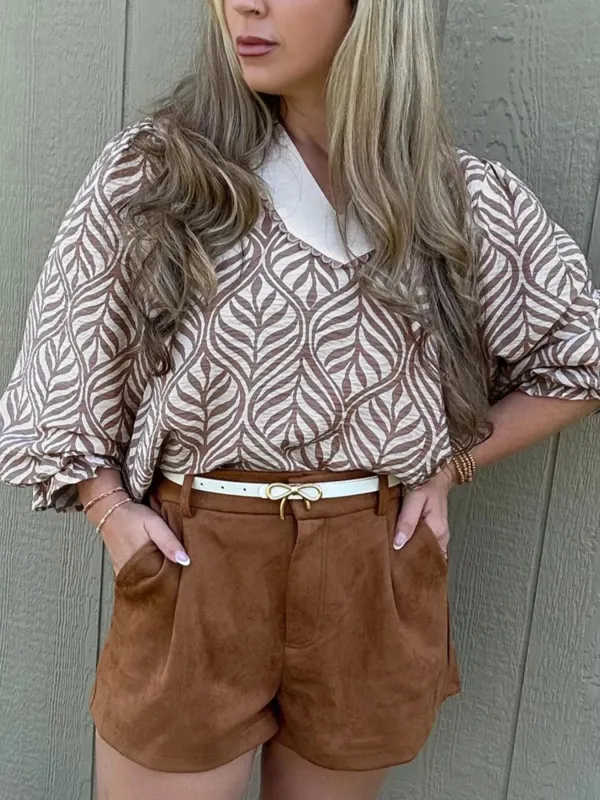 Leaf Print Long Sleeve Blouse sold by Charming Charlie