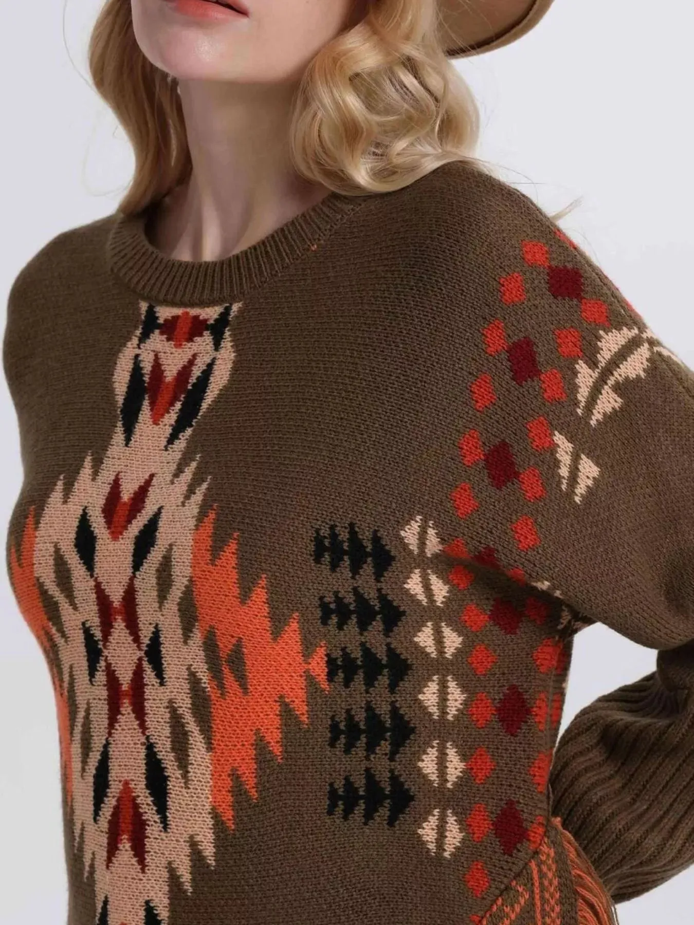 Geometric Pattern Fringe Sweater sold by Charming Charlie product image thumbnail 5