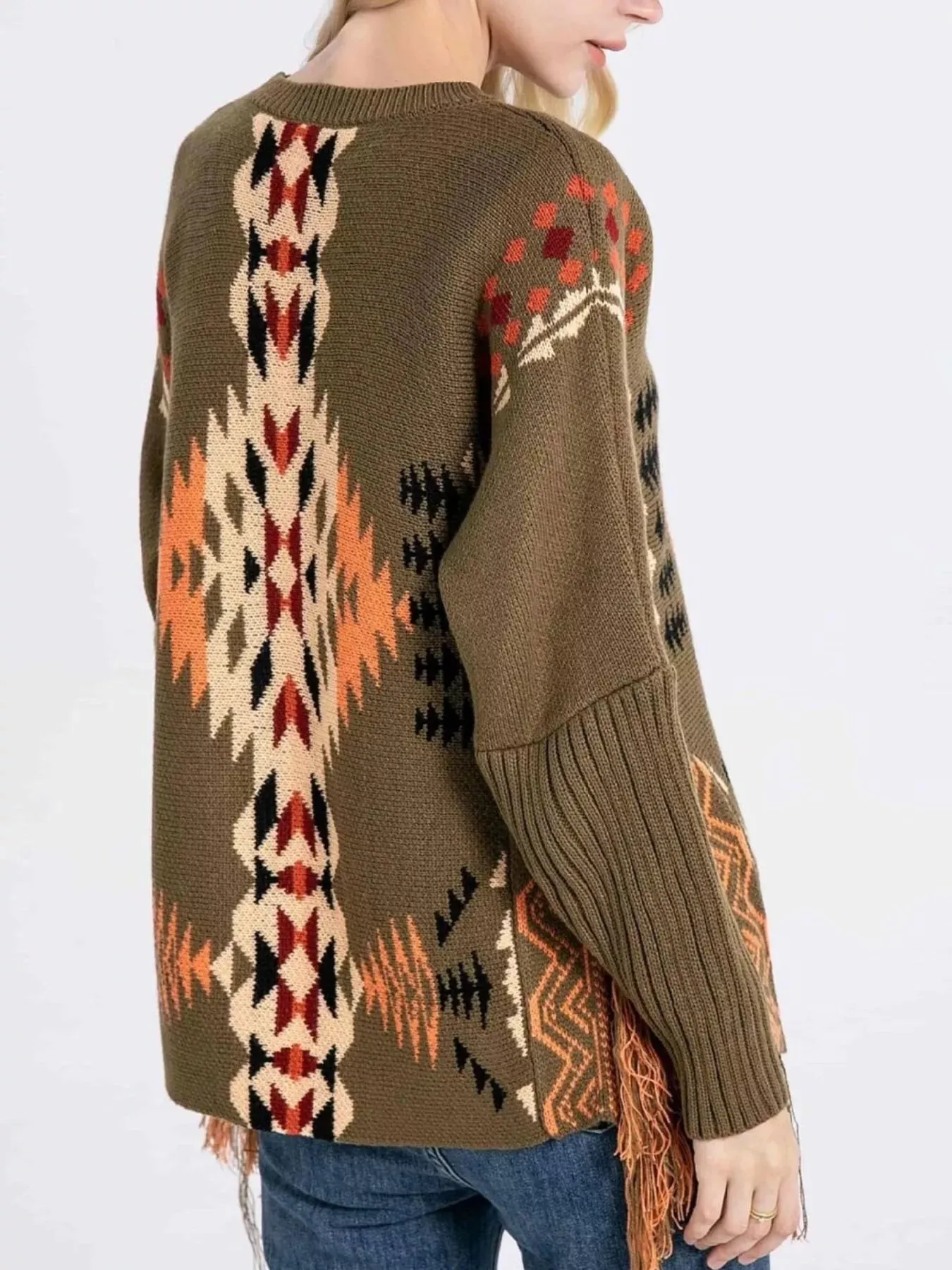 Geometric Pattern Fringe Sweater sold by Charming Charlie product image thumbnail 2