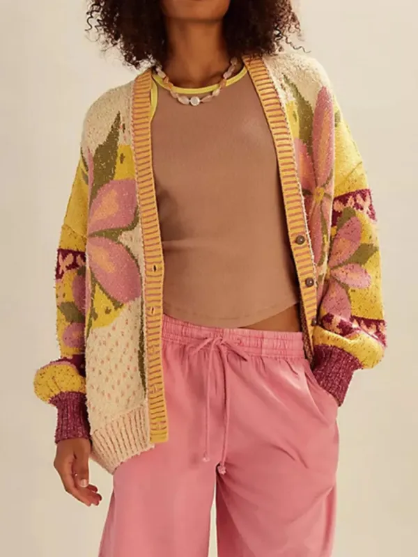 Floral Pattern Button Up Cardigan sold by Charming Charlie