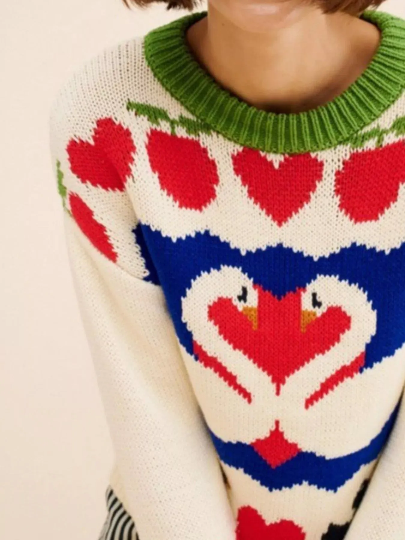 Swan Heart Pattern Round Neck Sweater sold by Charming Charlie product image thumbnail 3