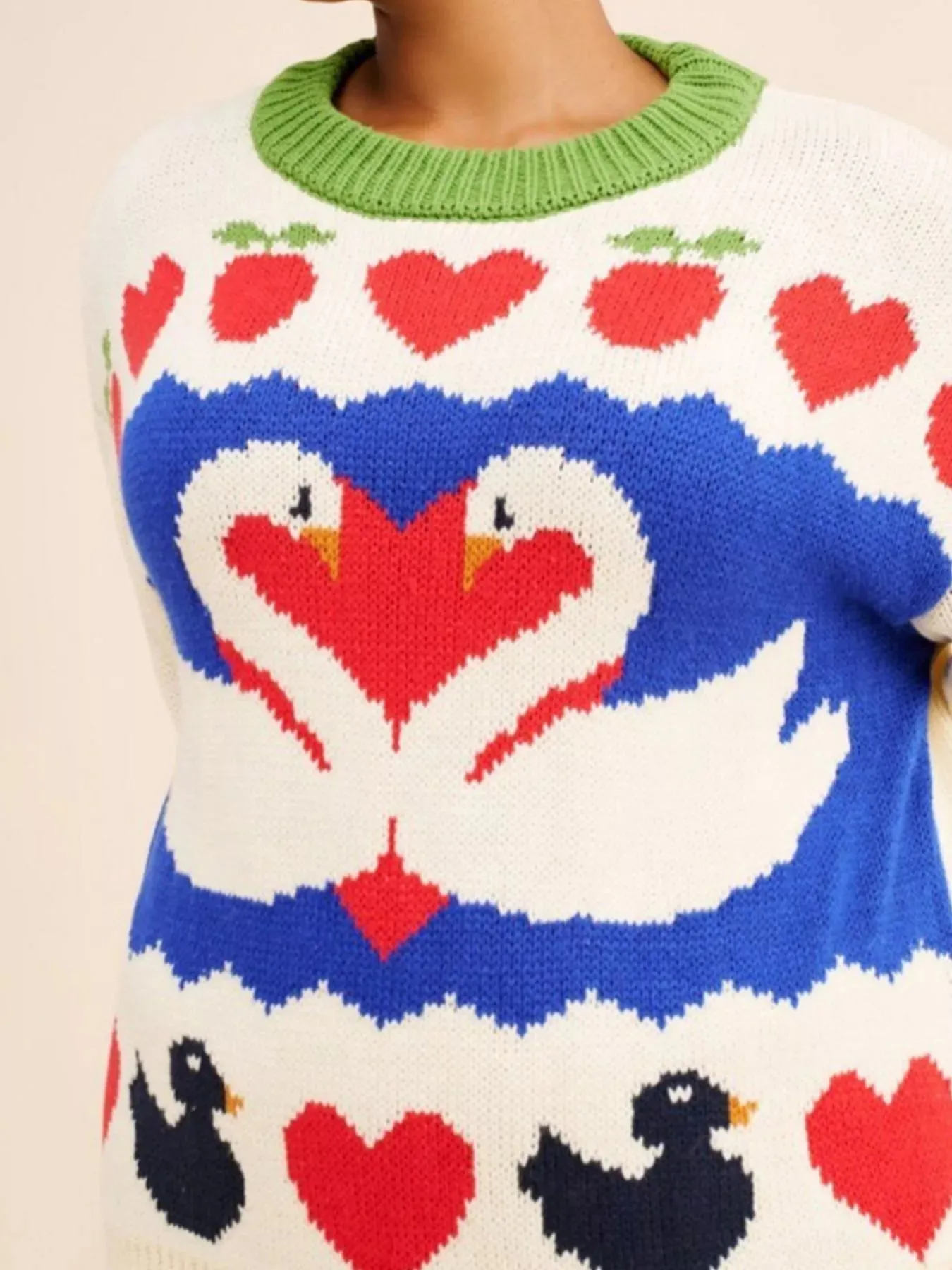 Swan Heart Pattern Round Neck Sweater sold by Charming Charlie product image thumbnail 4
