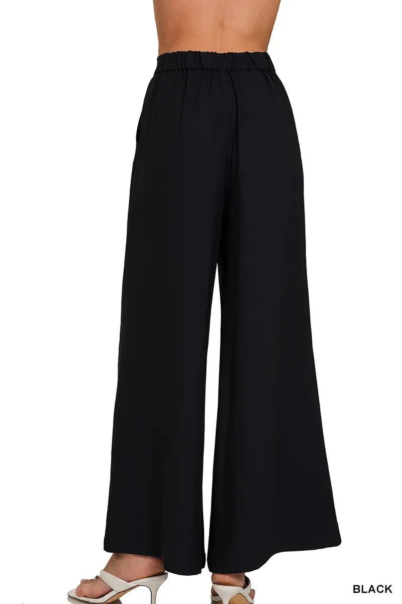 Zenana Relaxed Fit Elastic Waisted Wide Leg Pants sold by Charming Charlie product image thumbnail 3