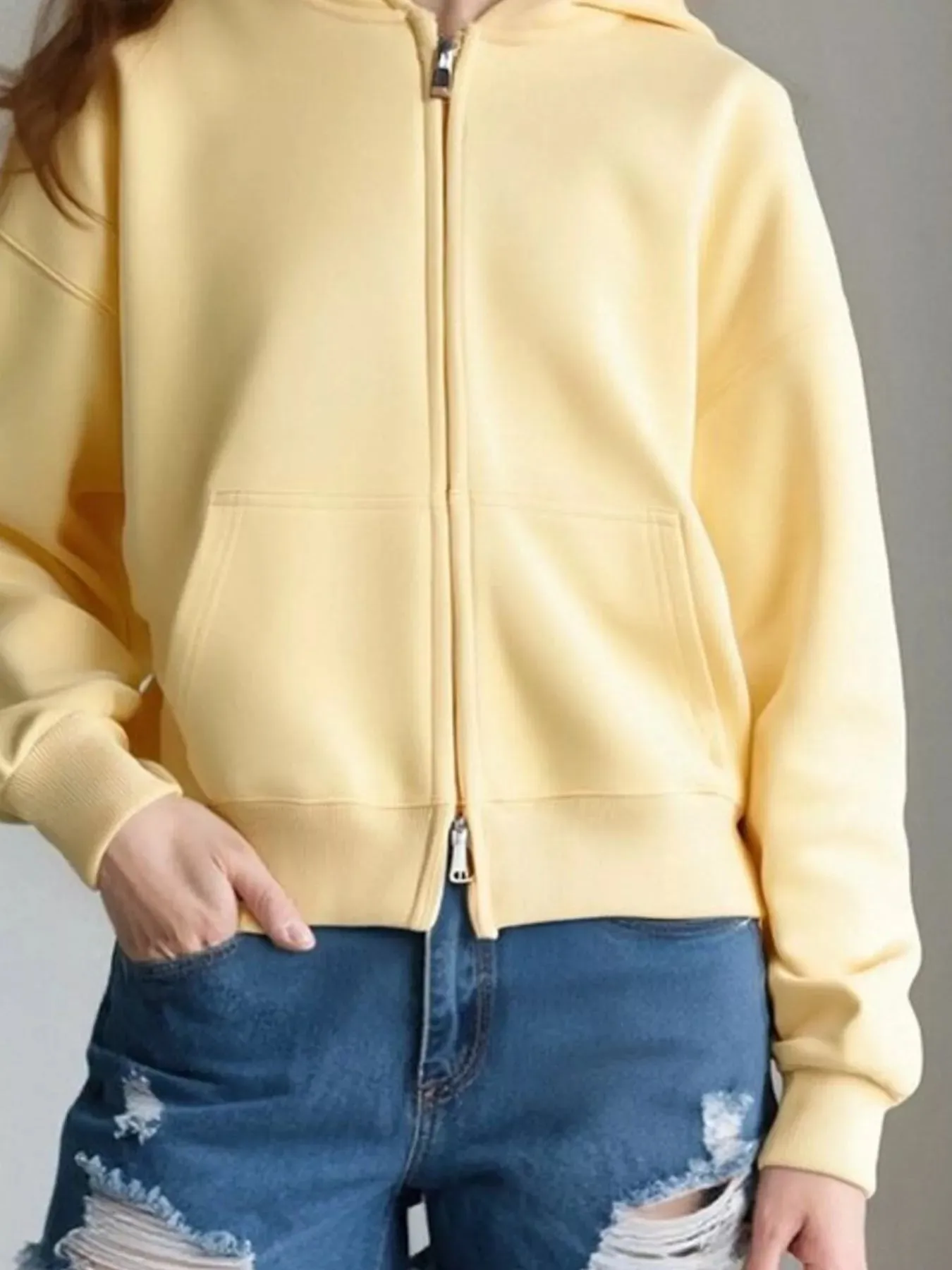 Full Size Casual Zip-Up Long Sleeve Hoodie Plus Size sold by Charming Charlie product image thumbnail 5