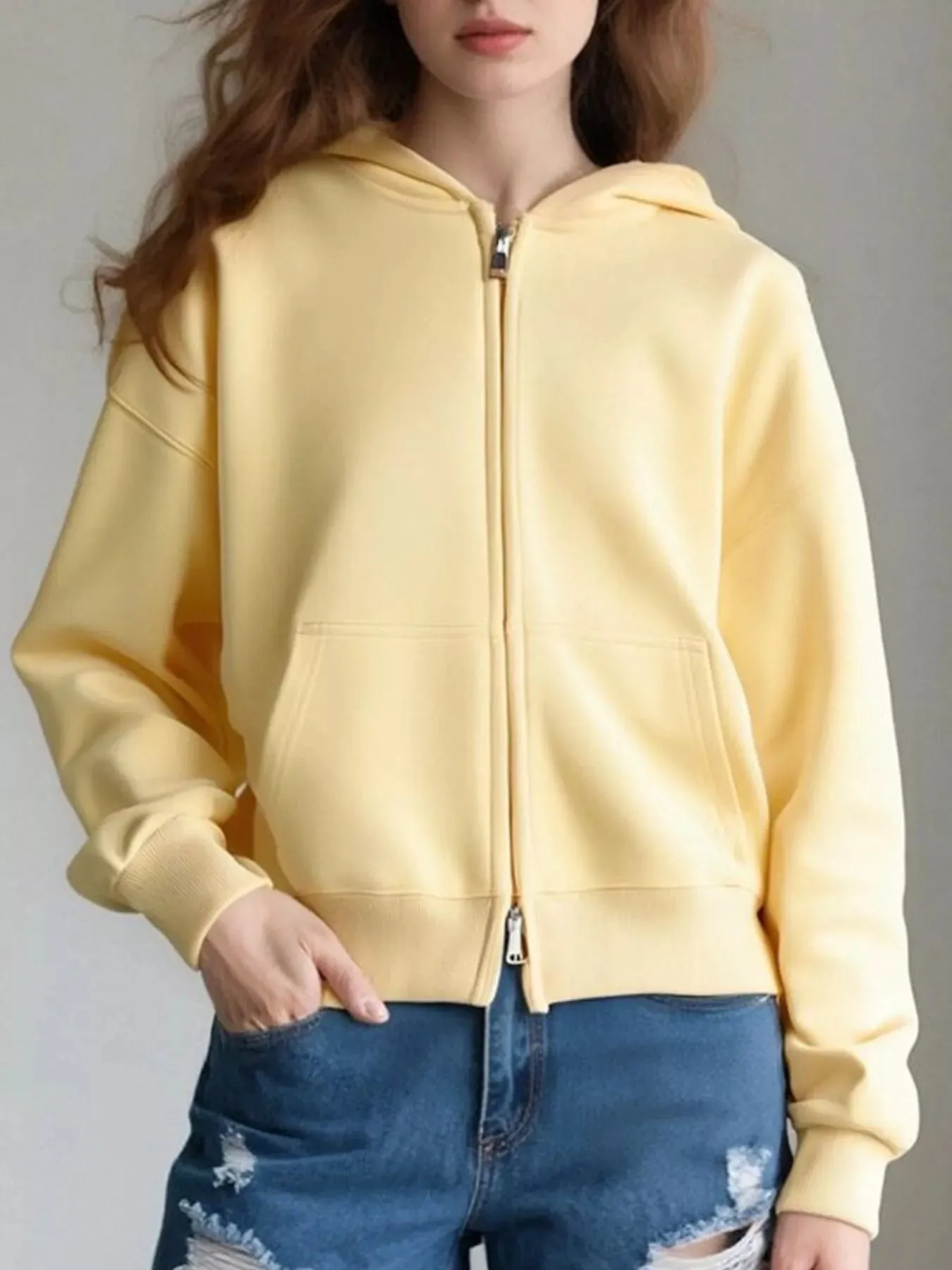 Full Size Casual Zip-Up Long Sleeve Hoodie Plus Size sold by Charming Charlie product image thumbnail 4