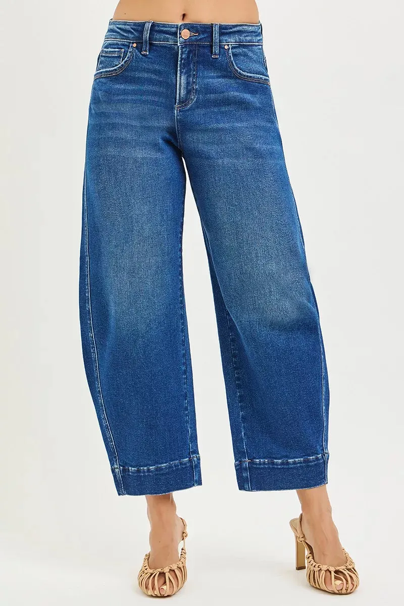 RISEN Mid Rise Crop Barrel Jeans sold by Charming Charlie