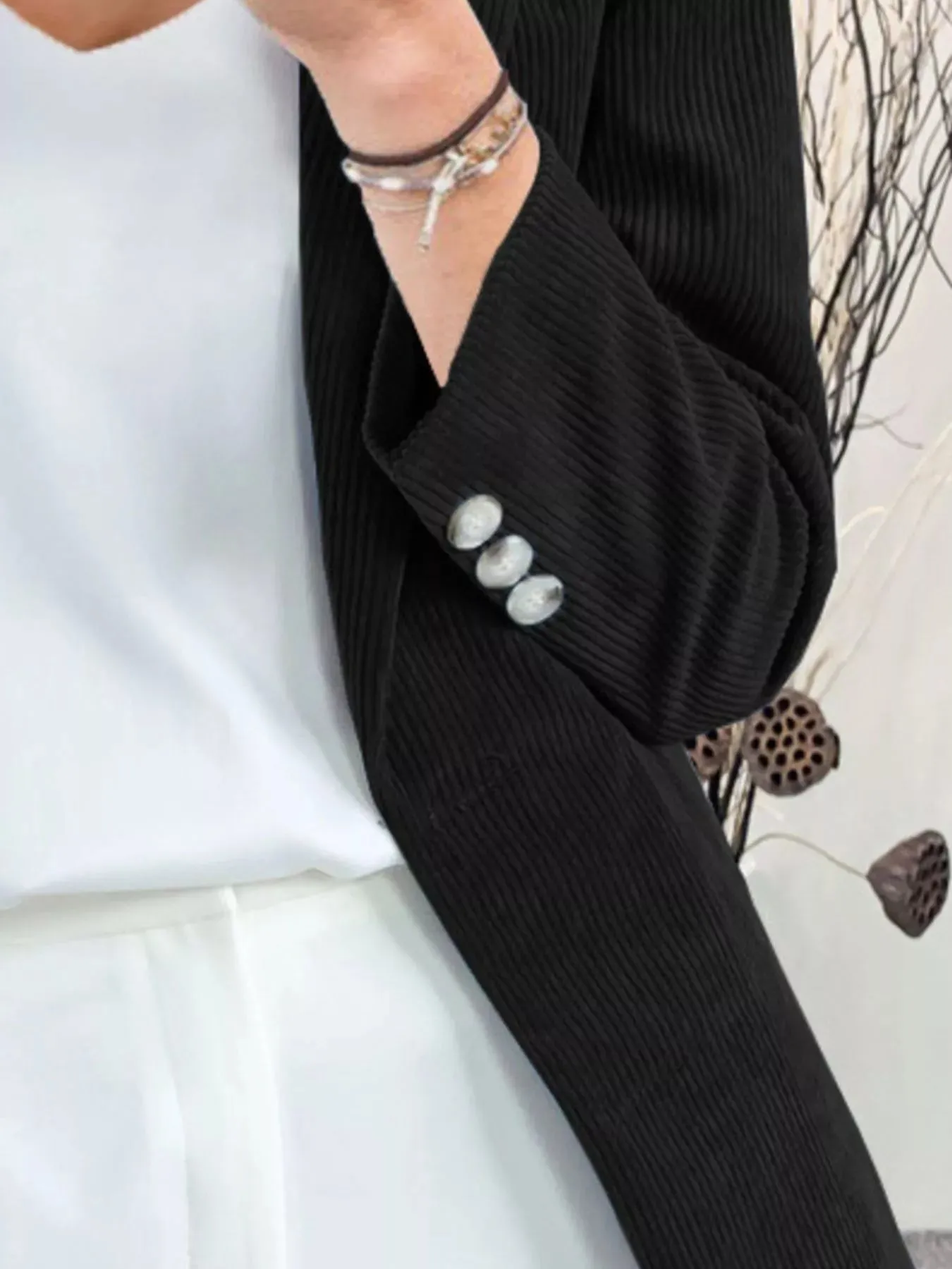 Corduroy Lapel Collar Casual Blazer sold by Charming Charlie product image thumbnail 5