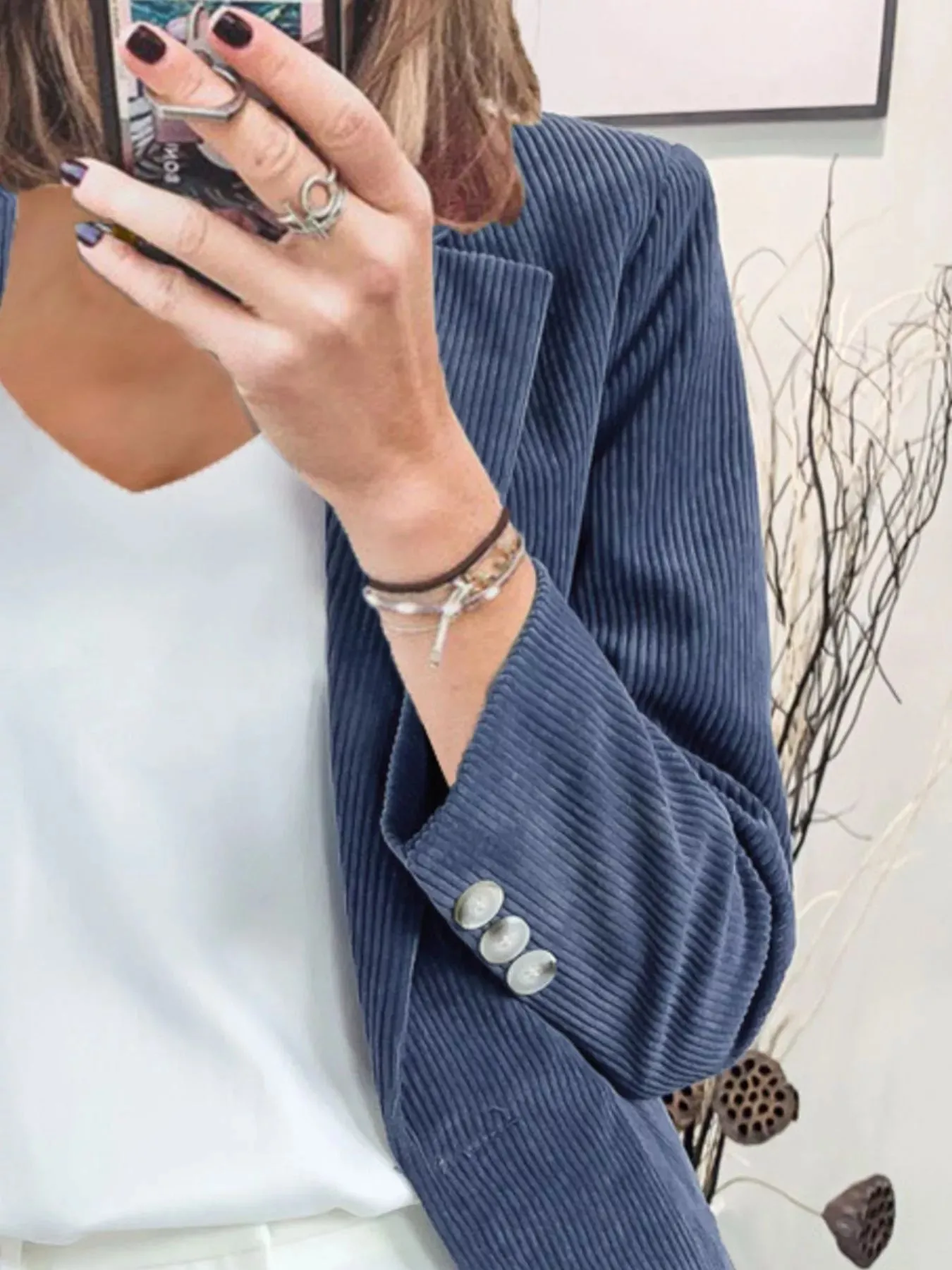 Corduroy Lapel Collar Casual Blazer sold by Charming Charlie product image thumbnail 2