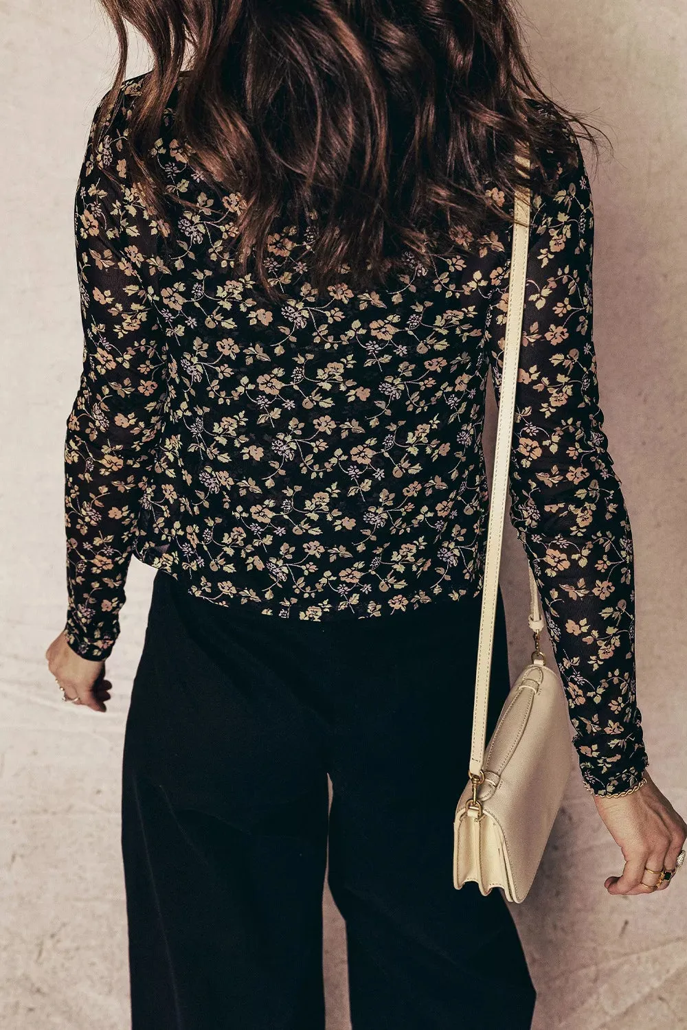 Floral Print Mesh Tank Button Front Slim Cardigan 2pcs Set sold by Charming Charlie product image thumbnail 4