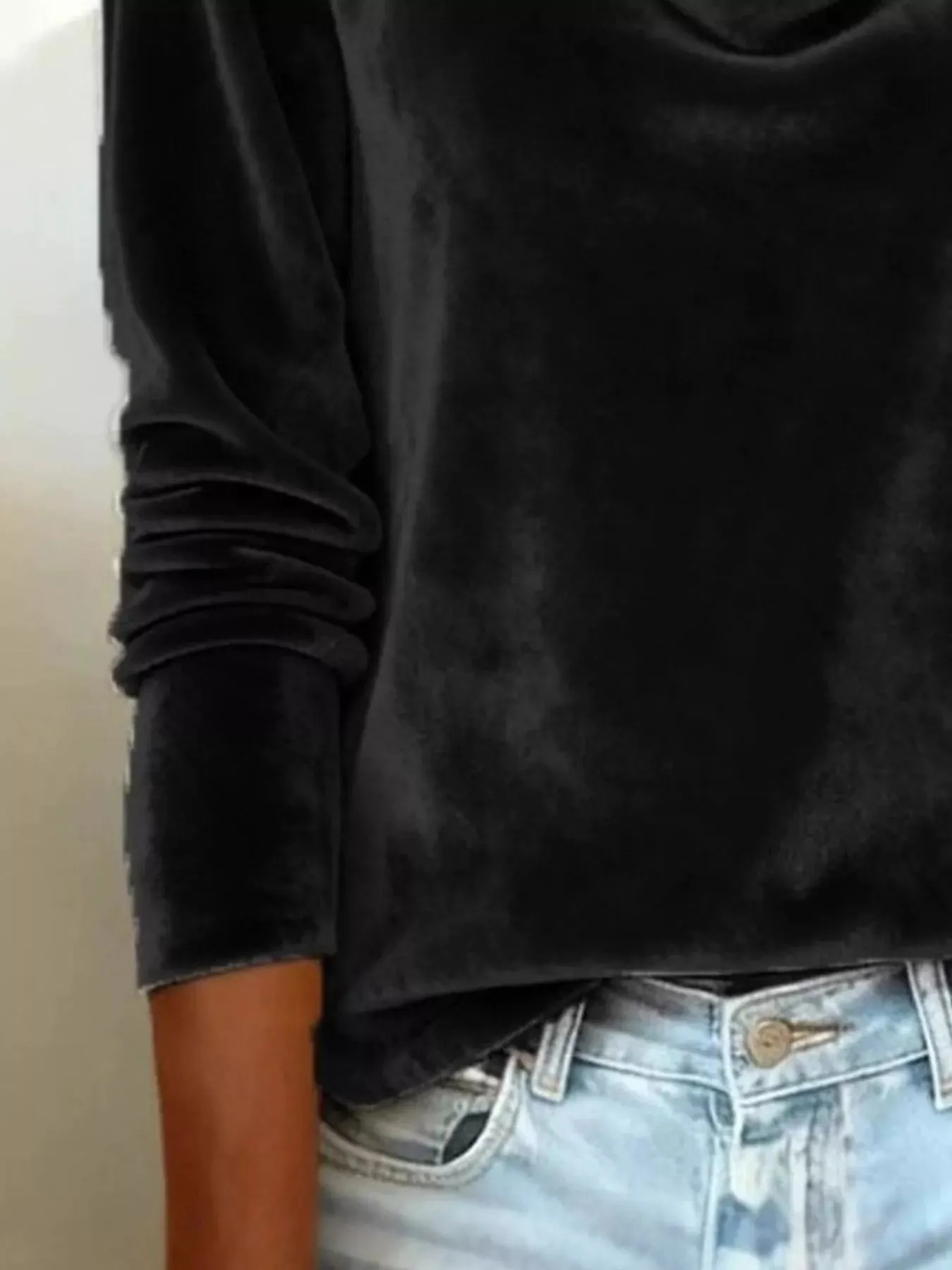 Velvet Cowl Neck Long Sleeve T-Shirt sold by Charming Charlie product image thumbnail 5