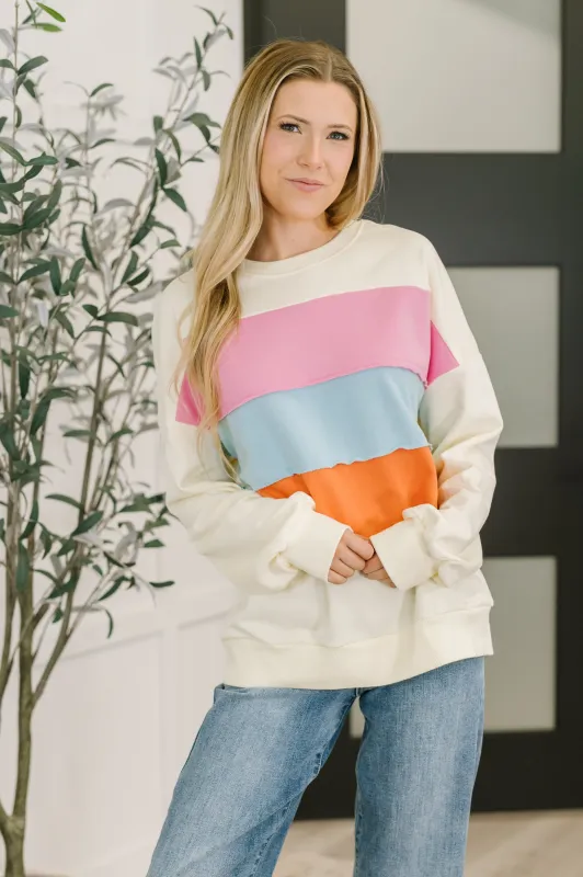 Humor Me Color Block Relaxed Pullover sold by Charming Charlie