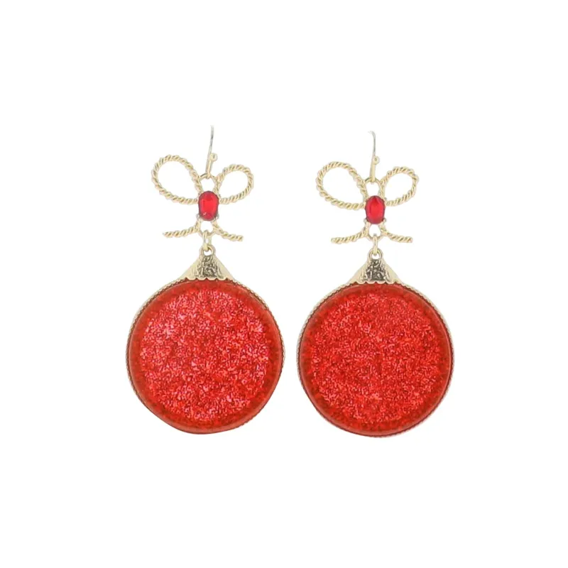 Red & Gold Glitter Ornament Earring made by Charming Charlie