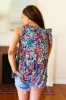 Weekend Ready Navy Floral Ruffle Sleeveless Top sold by Charming Charlie