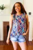 Weekend Ready Navy Floral Ruffle Sleeveless Top sold by Charming Charlie