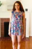 Weekend Ready Navy Floral Ruffle Sleeveless Top sold by Charming Charlie