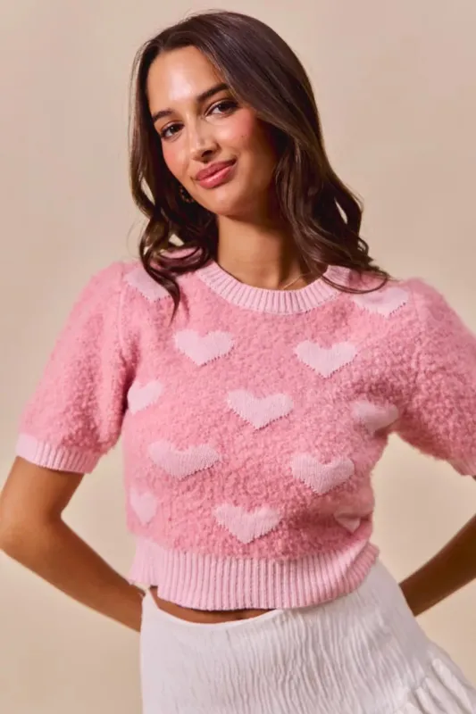 SO ME All Over Heart Valentine Cropped Sweater sold by Charming Charlie