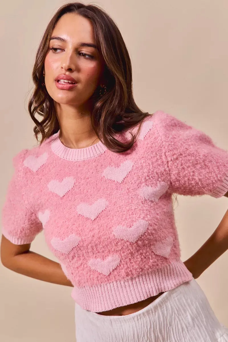SO ME All Over Heart Valentine Cropped Sweater sold by Charming Charlie product image thumbnail 3