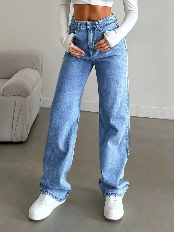 High-Waisted Wide Leg Jeans sold by Charming Charlie