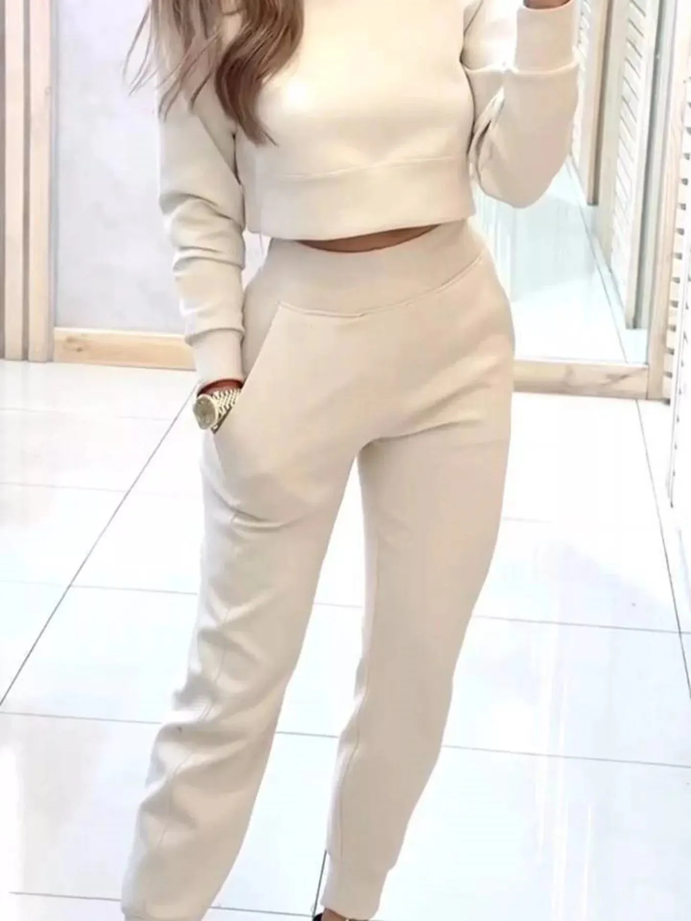 Casual Chic Cropped Sweatshirt and Jogger Set sold by Charming Charlie