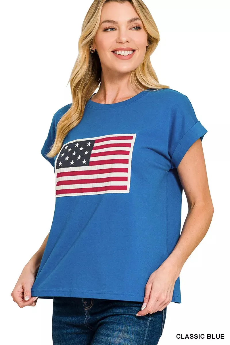 Zenana US Flag Round Neck Short Sleeve T-Shirt sold by Charming Charlie product image thumbnail 2