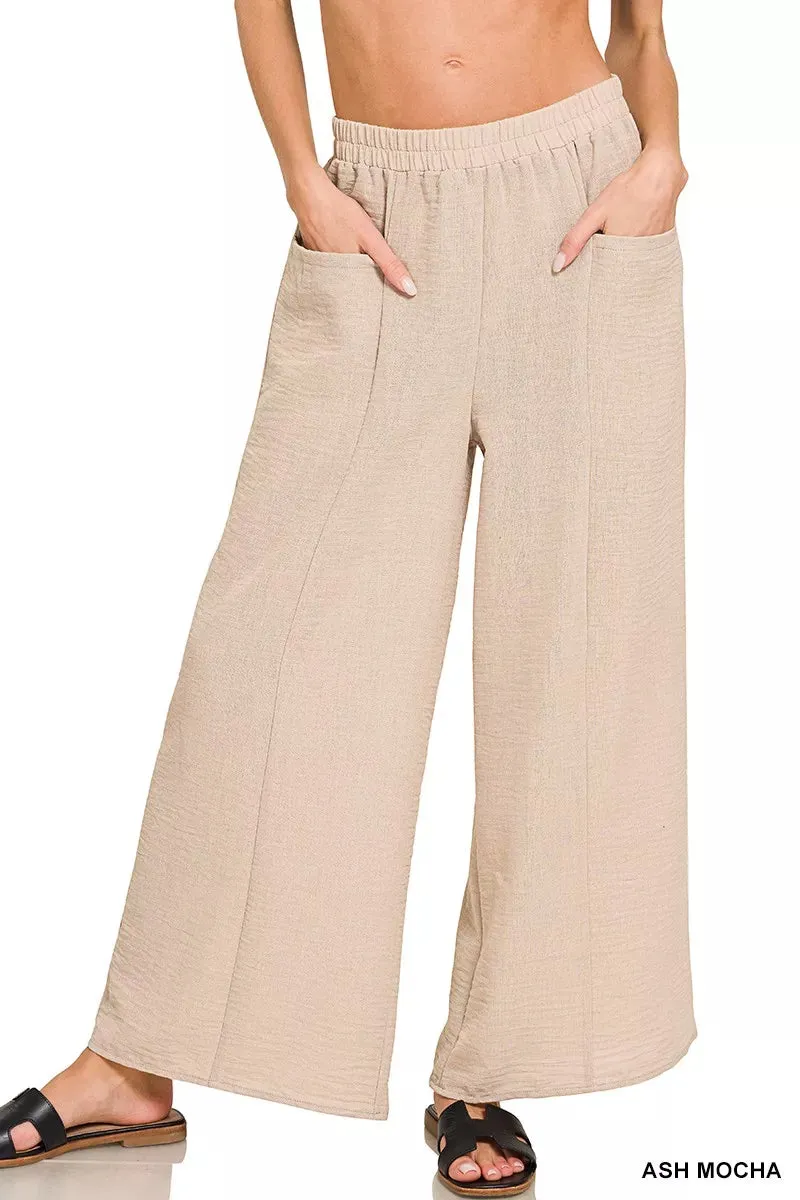 Zenana Woven Airflow Elastic Waistband Pants sold by Charming Charlie