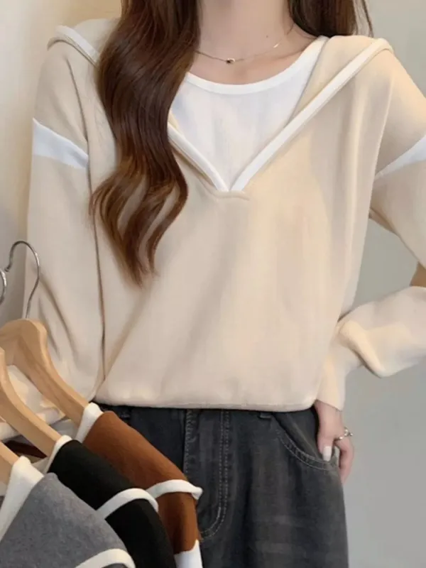 Contrast Trim Hooded Sweater sold by Charming Charlie