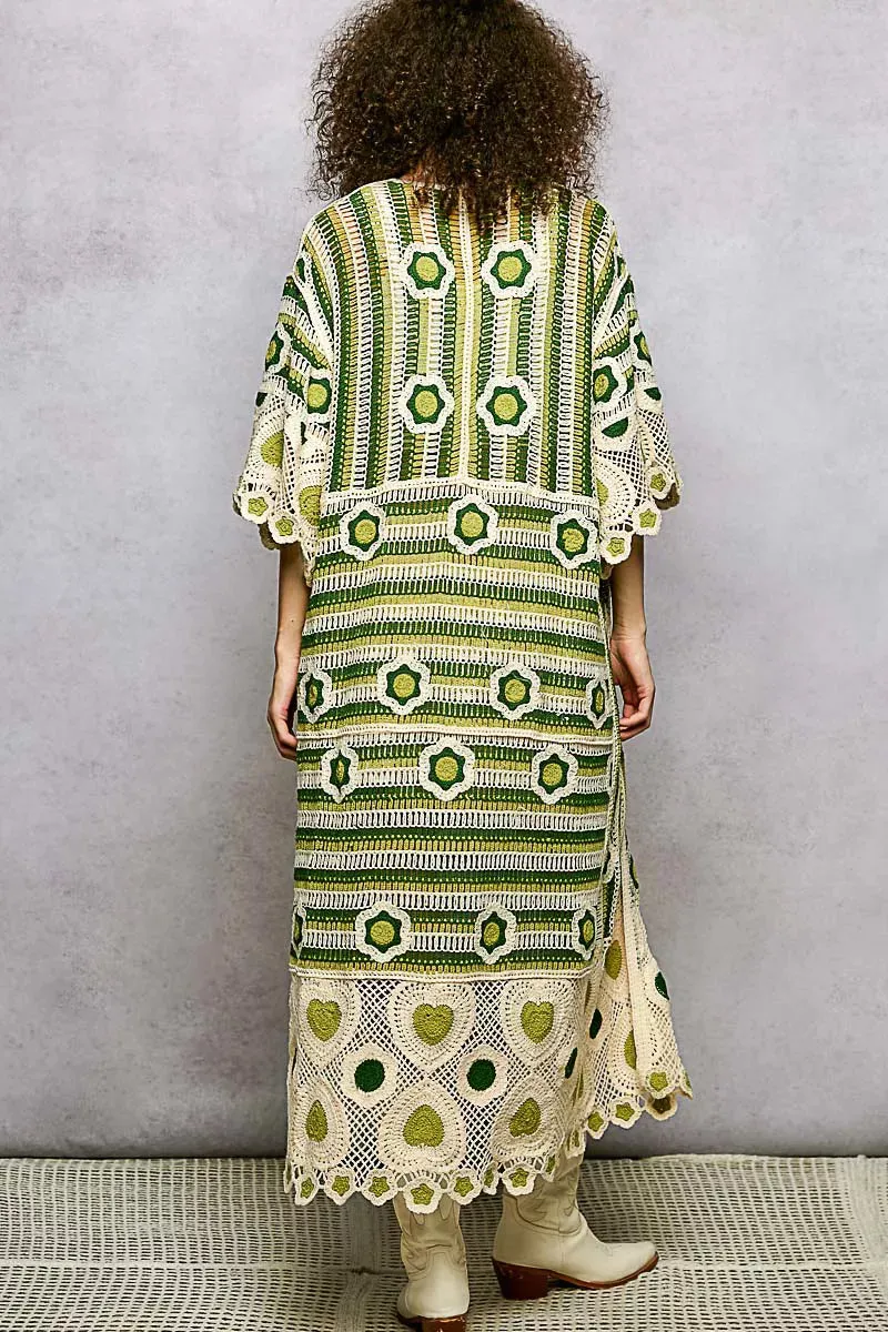 POL Striped and Floral Pattern Crochet Longline Cardigan sold by Charming Charlie product image thumbnail 5