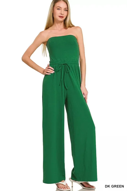 Zenana Tube Top Jumpsuit with Drawstring Waist sold by Charming Charlie