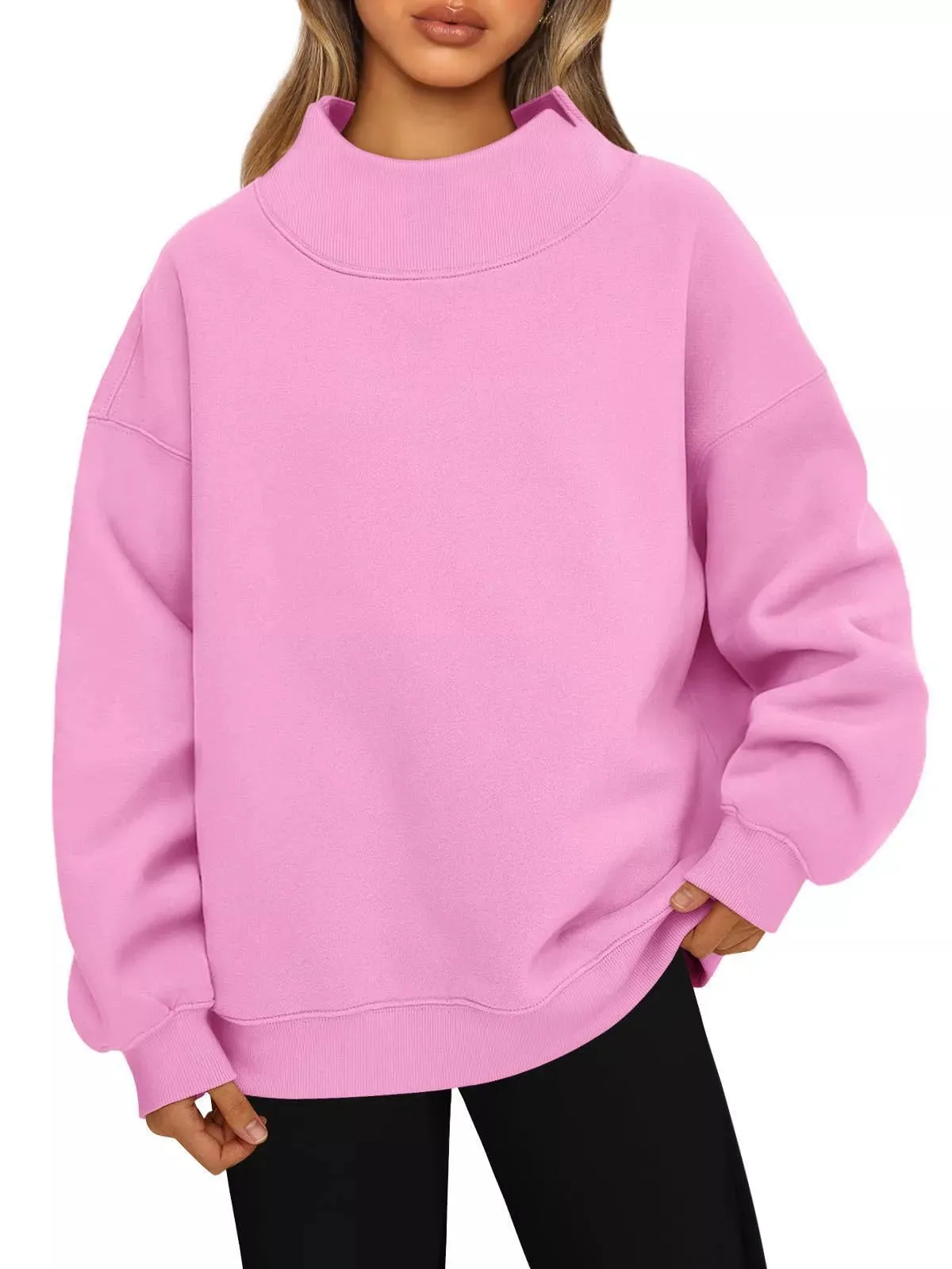 Mock Neck Dropped Shoulder Sweatshirt sold by Charming Charlie product image thumbnail 3