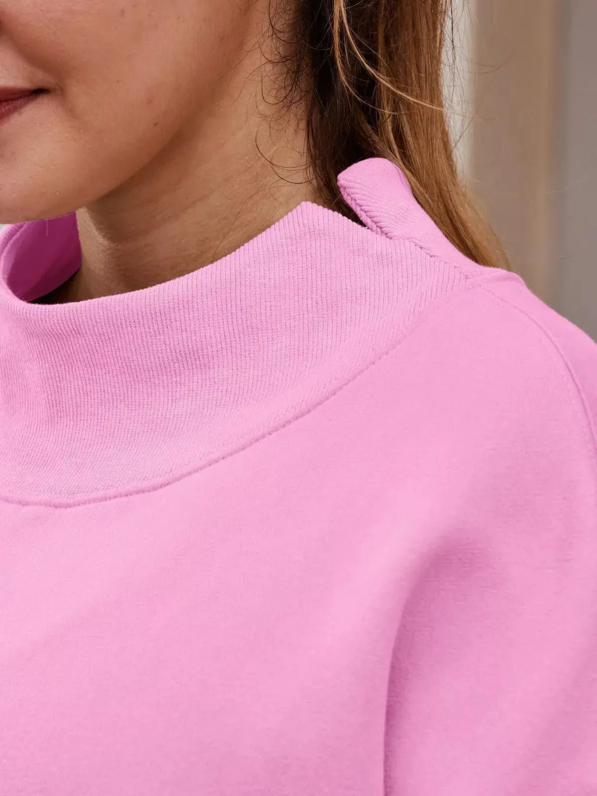 Mock Neck Dropped Shoulder Sweatshirt sold by Charming Charlie product image thumbnail 2