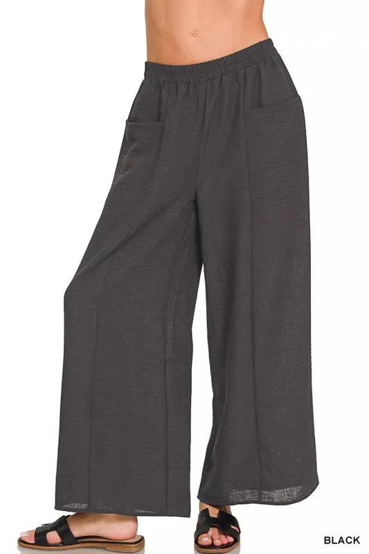 Zenana Woven Airflow Elastic Waistband Pants sold by Charming Charlie