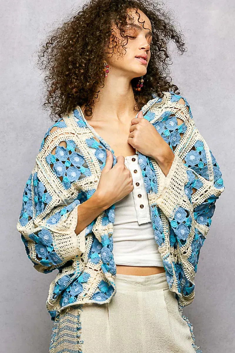 POL Open Front Floral Crochet Cardigan sold by Charming Charlie product image thumbnail 2