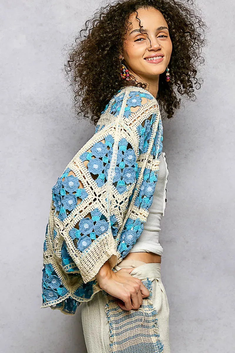 POL Open Front Floral Crochet Cardigan sold by Charming Charlie product image thumbnail 3