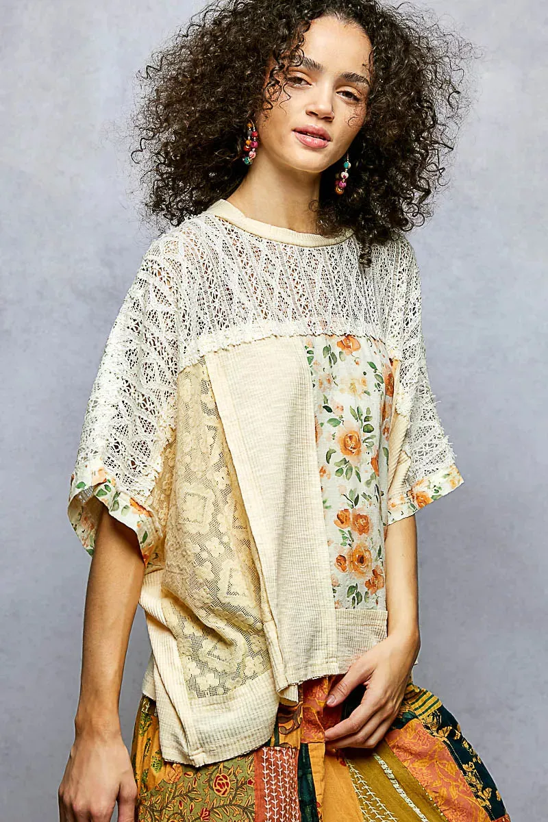 POL Floral Patchwork Lace Accent Blouse sold by Charming Charlie product image thumbnail 2