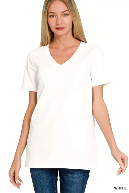 Zenana V-Neck Short Sleeve T-Shirt sold by Charming Charlie