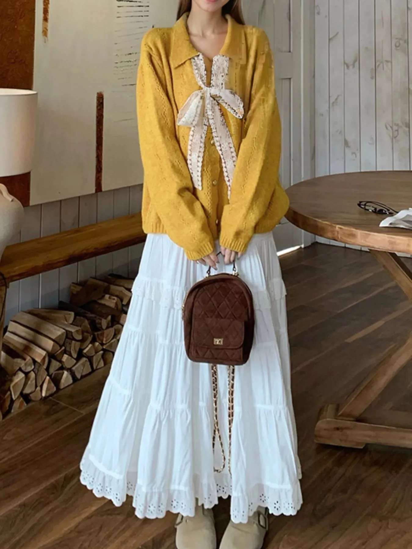 Lace Tie Button Up Cardigan sold by Charming Charlie product image thumbnail 4