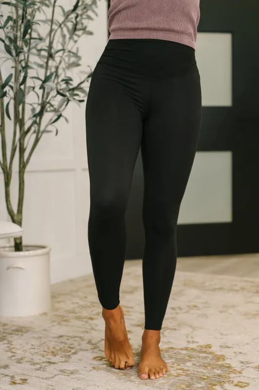 Sunday Splits High Waisted Leggings in Black sold by Charming Charlie