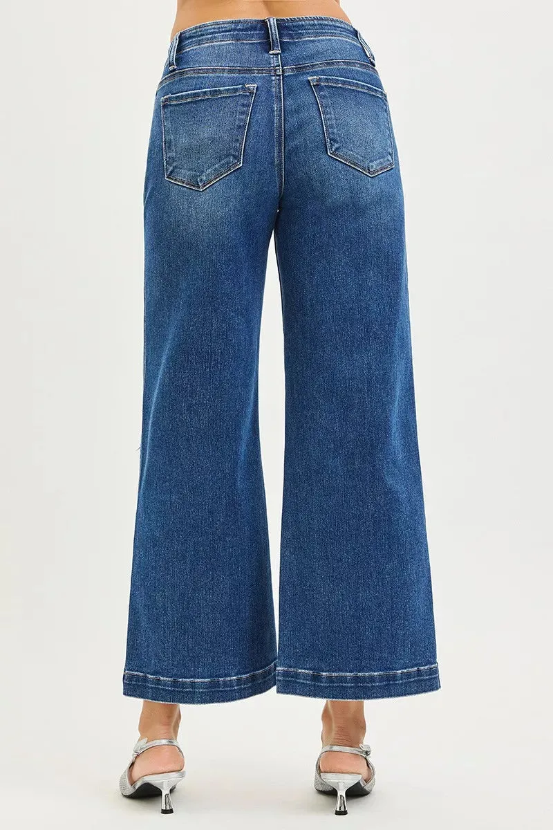 RISEN High Rise Wide Leg Jeans With Pocket Button Detail sold by Charming Charlie product image thumbnail 5