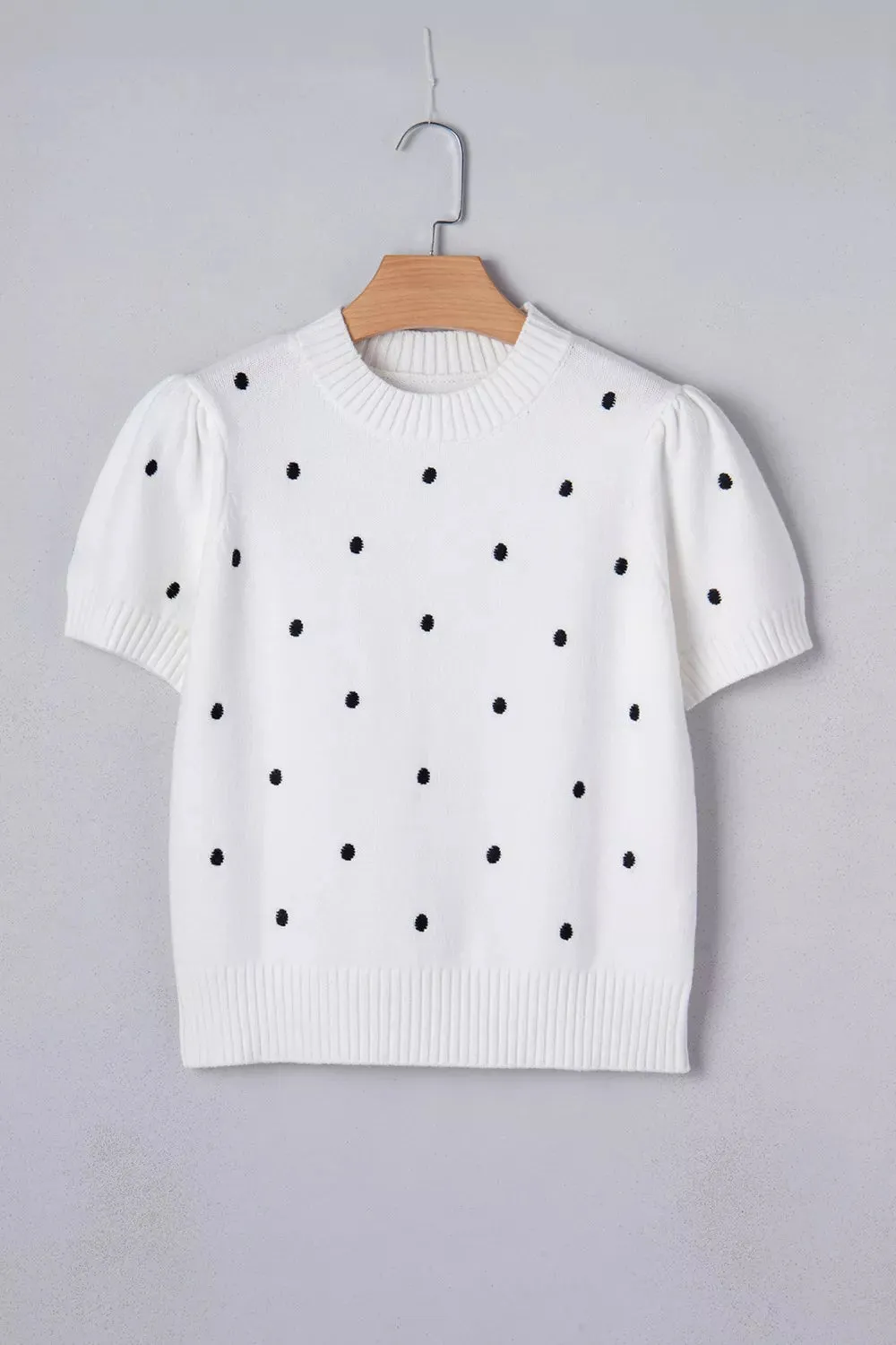 Elegant Polka Dot Bubble Short Sleeve Sweater sold by Charming Charlie product image thumbnail 5