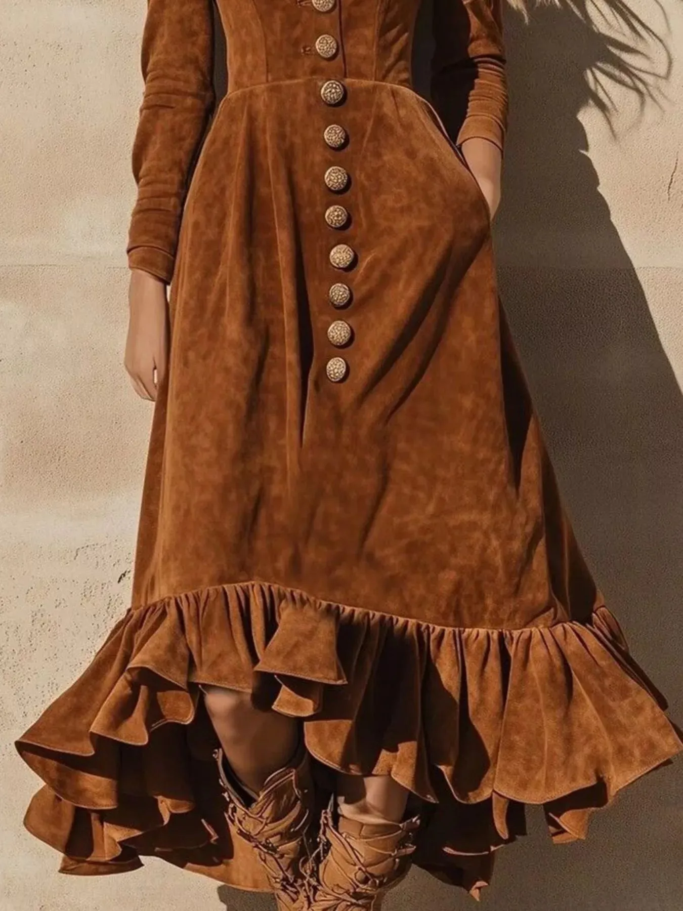 Ruffle Hem V-Neck Midi Dress sold by Charming Charlie product image thumbnail 3