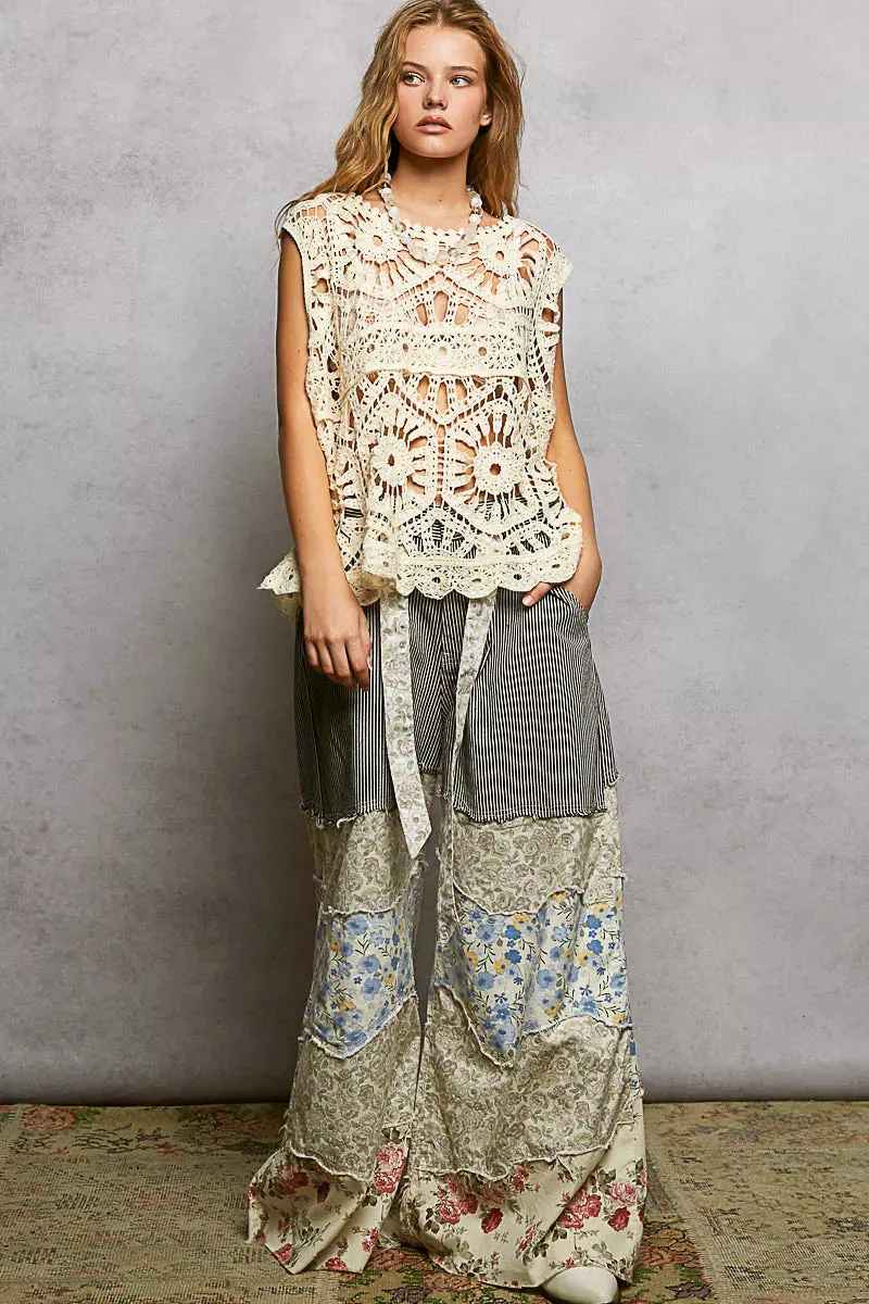 POL Openwork Round Neck Floral Crochet Tank sold by Charming Charlie product image thumbnail 5