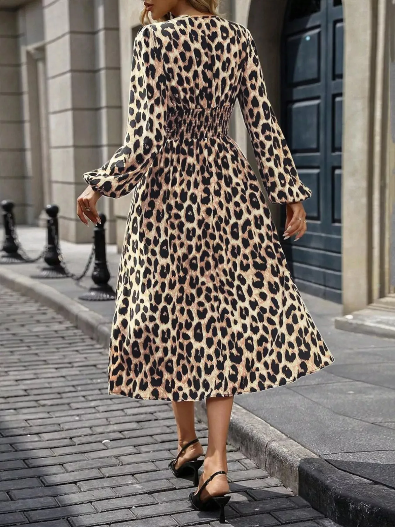Leopard Print Wrap Midi Dress sold by Charming Charlie product image thumbnail 3