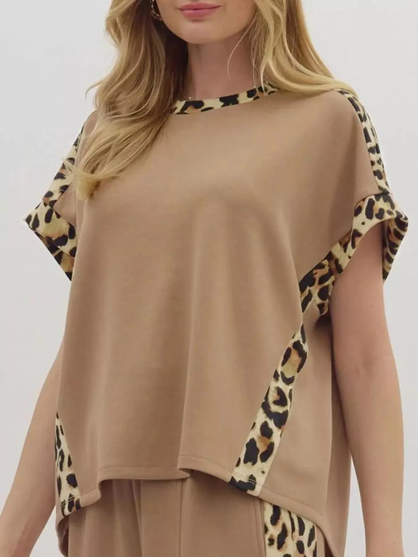 Leopard Trim Relaxed Fit T-Shirt sold by Charming Charlie product image thumbnail 3